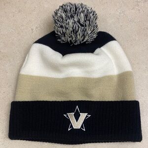 Vanderbilt Commodores Black Gold and White Pom Beanie with Logo